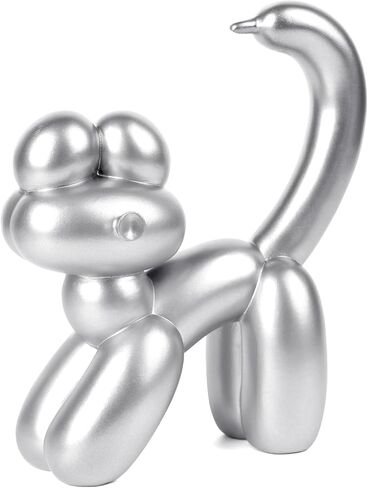 Cute Balloon Cat Statue Decor - 7.8 Inch Modern Cat Statue Ornament, Home Crafts Living Room Desktop Bedroom Sculpture Decoration (White) in Saudi Arabia