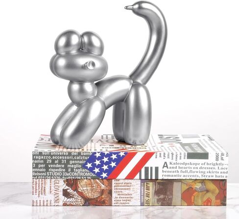 Cute Balloon Cat Statue Decor - 7.8 Inch Modern Cat Statue Ornament, Home Crafts Living Room Desktop Bedroom Sculpture Decoration (White) in Saudi Arabia