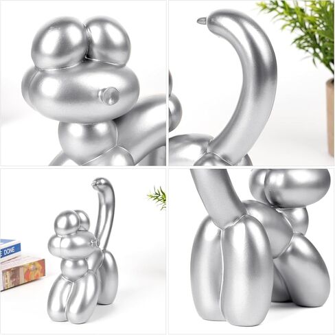 Cute Balloon Cat Statue Decor - 7.8 Inch Modern Cat Statue Ornament, Home Crafts Living Room Desktop Bedroom Sculpture Decoration (White) in Saudi Arabia