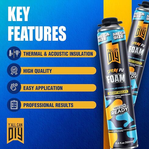 Y'allCanDiy PU Foam Spray - Single 1000ml Can - Expanding Foam for Insulation, and More in Kuwait