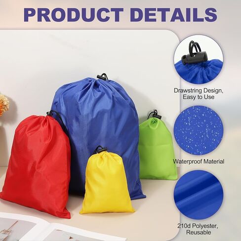 uxcell 5Pcs 210D Polyester Drawstring Bag with Toggle, 10 x 12 Inch Waterproof Travel Storage Bag Foldable Stuff Sack Cinch Sack for Gym Travel Hiking Yoga Clothes Organizer, Orange in Saudi Arabia