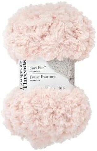 Faux Fur Yarn by Loops & Threads - Yarn for Knitting, Crochet, Weaving, and Arts & Crafts - White, Polyester, 10.5 oz in Saudi Arabia
