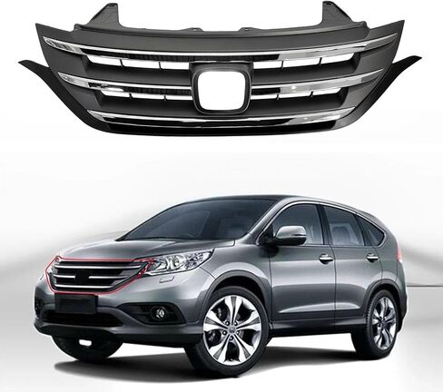 Pront Pumper Topper Grille Fit لعام 2012 2013 2014 Honda CRV CR-V ، Chrome Grille Hood Mesh Mesh Grill OE Direct Reply HO1200211 71121T0GA01ZA (12-14) in Saudi Arabia