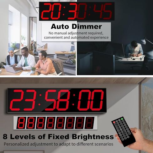 ساعة حائط رقمية كبيرة مقاس 28.4 بوصة، ساعة رقمية أوتوماتيكية مع منبه وتقويم ودرجة الحرارة، مزامنة تلقائية للوقت مع سهولة التشغيل، مؤقت كبير للصالة الرياضية مع العد التنازلي، العد التنازلي والتمرين بفاصل زمني (أزرق) in Kuwait