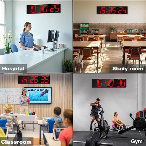 ساعة حائط رقمية كبيرة مقاس 28.4 بوصة، ساعة رقمية أوتوماتيكية مع منبه وتقويم ودرجة الحرارة، مزامنة تلقائية للوقت مع سهولة التشغيل، مؤقت كبير للصالة الرياضية مع العد التنازلي، العد التنازلي والتمرين بفاصل زمني (أزرق) in Kuwait