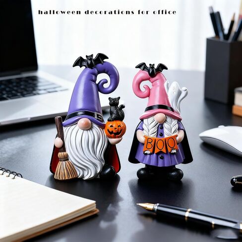 Halloween Decorations | Set of 2 Halloween Gnomes Decorations for home | Tomte Swedish Gnomes Resin Figurines for Indoor & Outdoor Garden Fall Gnome Table Centerpiece, Autumn Party Decor 4.2 "H in Saudi Arabia