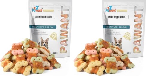 Dog Treats Biscuits Wrapped in Chicken Chews for Small Dog no Rawhide1 lb/454g in Kuwait