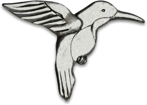 Magic Zoo Hummingbird Pin - Ruby Throated Hummingbird Brooch Handcrafted Pewter and Enamel Pin Made in the USA in Kuwait