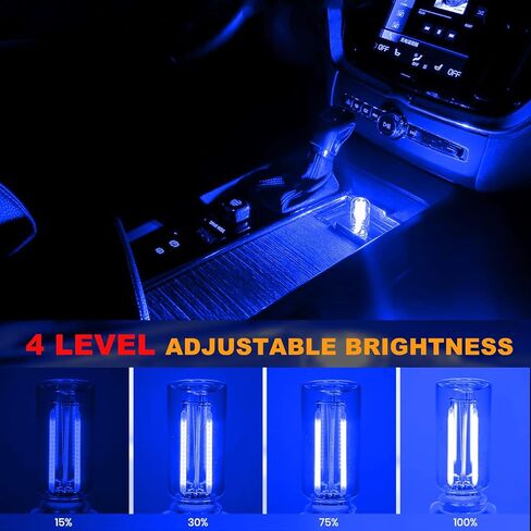 قطعتان من ضوء الجو الداخلي للسيارة USB LED، التحكم باللمس، سطوع قابل للتعديل، مصباح ليلي صغير محمول لغرفة النوم، والتخييم، وديكور عالمي in Kuwait