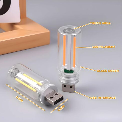 قطعتان من ضوء الجو الداخلي للسيارة USB LED، التحكم باللمس، سطوع قابل للتعديل، مصباح ليلي صغير محمول لغرفة النوم، والتخييم، وديكور عالمي in Kuwait