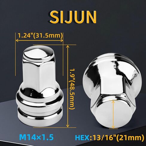 SIJUN 1/2-20 Lug Nuts M12x1.5 Lug Nuts Set for Ford Escape/Fiesta/Focus/Fusion/EcoSport/Transit Connect/Bronco/Bronco Sport/Ranger,Lincoln MKC MKZ 1.25" Height 3/4" Hex,Truck Nuts 611-303, 20PCS in Kuwait