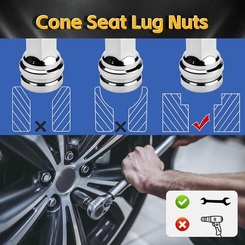 SIJUN 1/2-20 Lug Nuts M12x1.5 Lug Nuts Set for Ford Escape/Fiesta/Focus/Fusion/EcoSport/Transit Connect/Bronco/Bronco Sport/Ranger,Lincoln MKC MKZ 1.25" Height 3/4" Hex,Truck Nuts 611-303, 20PCS in Kuwait
