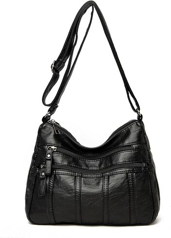 Women Crossbody Shoulder Bag Soft PU Leather Handbags Multi-Pocket Messenger Bag Waterproof Purse for Ladies in Saudi Arabia