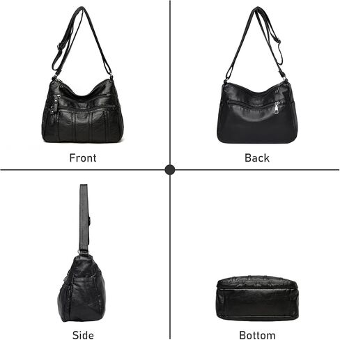 Women Crossbody Shoulder Bag Soft PU Leather Handbags Multi-Pocket Messenger Bag Waterproof Purse for Ladies in Saudi Arabia