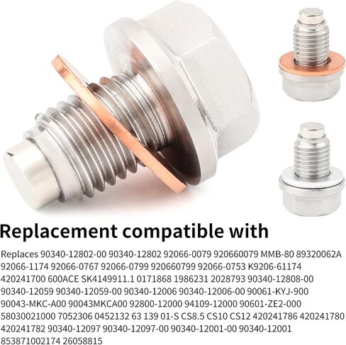 M14 x 1.5 Magnetic Oil Drain Plug, Stainless Steel Engine Drain Bolt with 6Pcs Washers, Fits Honda Civic Accord CR-V, Ford GM Mazda Hyundai KIA Audi RAM Yamaha, Replaces DP001 in Kuwait