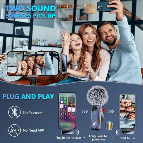 Ricchi 2 Pack Wireless Microphone USB C لـ iPhone 15-16 Android Phone ، النوع المحترف C Lavalier Microphone Mini Lapel Mic لتسجيل مقابلة البودكاست البودكب البود. in Kuwait