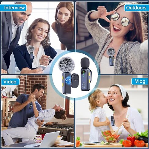 Ricchi 2 Pack Wireless Microphone USB C لـ iPhone 15-16 Android Phone ، النوع المحترف C Lavalier Microphone Mini Lapel Mic لتسجيل مقابلة البودكاست البودكب البود. in Kuwait
