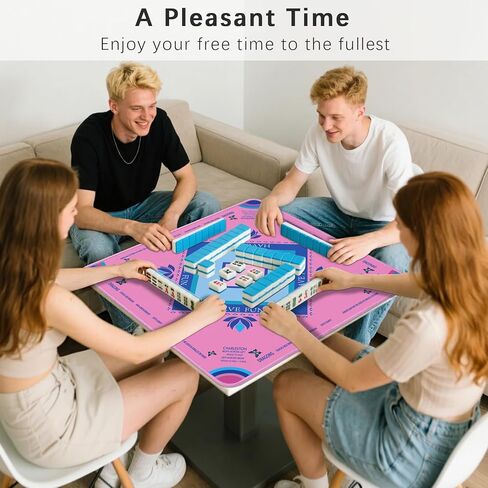 حصيرة Mahjong الفيروز مع Lotus & Butterfly Artwork-32.4 × 32.4 بوصة حصيرة مطاطية ذات طراز يدويًا ، وسطحًا مقاومًا للماء ، وتصميم مضاد للانزلاق لليالي اللعبة الآسيوية. in Kuwait