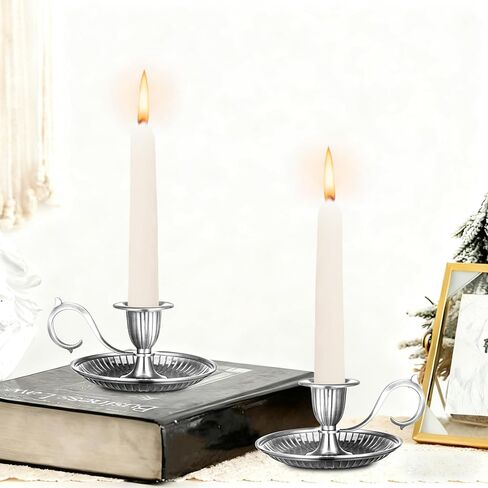 Bronze Taper Candle Holder with Handle: Vintage Candle Stick Holder Decor - European Style Antique Candlestick Holders for Party, Wedding Christmas, Dinner, Table Centerpiece, Home Decor in Kuwait