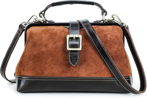 CONTACTS Genuine Leather Doctor Bag for Women Top Handle Purse Satchel Handbag Vintage Shoulder Bag in Saudi Arabia