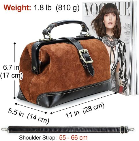 CONTACTS Genuine Leather Doctor Bag for Women Top Handle Purse Satchel Handbag Vintage Shoulder Bag in Saudi Arabia