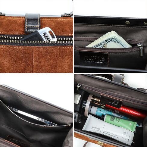 CONTACTS Genuine Leather Doctor Bag for Women Top Handle Purse Satchel Handbag Vintage Shoulder Bag in Saudi Arabia