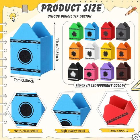 Yalikop 6 Pcs Crayon Holder Crayon Organizer Pencil Shaped Wooden Colored Pen Holder School Dispenser Marker Storage Organizer for Back to School for Classroom Art Storage Supplies in Saudi Arabia