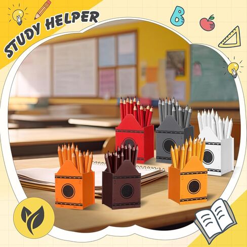 Yalikop 6 Pcs Crayon Holder Crayon Organizer Pencil Shaped Wooden Colored Pen Holder School Dispenser Marker Storage Organizer for Back to School for Classroom Art Storage Supplies in Saudi Arabia