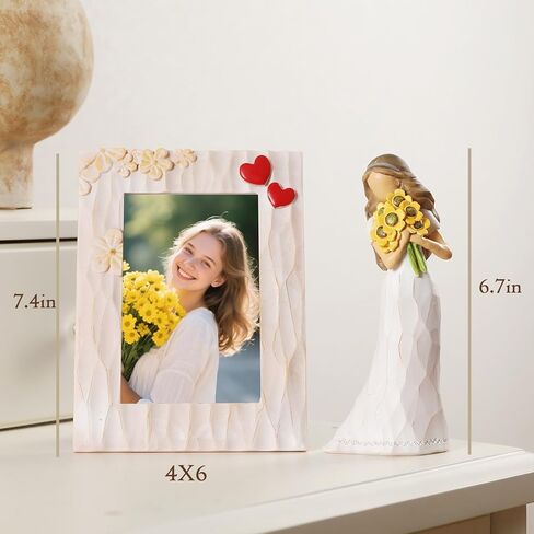 نان زاي نان فانغ هدايا للنساء أصدقاء ابنة الابنة دعم ملهمة هدايا عباد الشمس للنساء عيد ميلاد 6.7 "التماثيل المنحوتة باليد ديكور المنزل in Kuwait