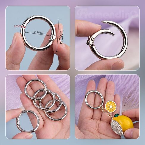 Framendino, 30 Pack Gold Trigger Spring O Rings 1 Inch Round Ring Circle Key Buckles for Keychain Handbag DIY Accessories in Saudi Arabia
