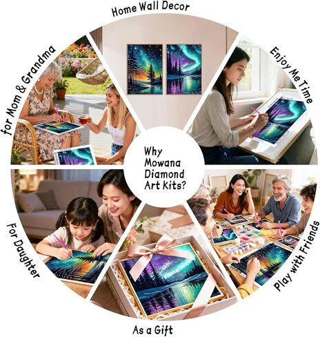 مجموعات فنون Aurora Diamond للبالغين - مجموعات الطلاء الماس للمبتدئين البالغين ، و Kits Craft 5D DIY Round Full Drill Rhinestone Gem Painting for Home Wall Decor in Kuwait