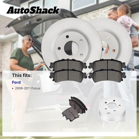 Autoshack Front Brake Kit Replacement for 2008-2011 Ford Focus 2.0L FWD Disc Brake Rotors with Ceramic Brake Pads 10.8" (275.3 mm) RSCD64163-64163-1339-2-4 in Saudi Arabia