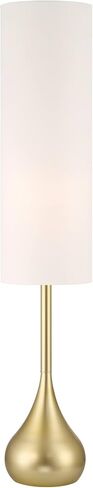Possini Euro Design Mid Century Modern Retro Floor Lamp Standing 62" Tall Dark Bronze Metal Droplet Off-White Cotton Cylinder Shade Decor for Living Room Reading House Bedroom Home in Saudi Arabia
