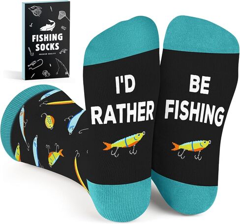 VICRAZY Fishing Gifts for Men - Fly Fishing Accessories Themed Funny Socks, Birthday Gifts for Men, Unique Gift for Dad, Cool gifts for Dads, Ideal for Any Occasion, Soft and Comfortable in Saudi Arabia