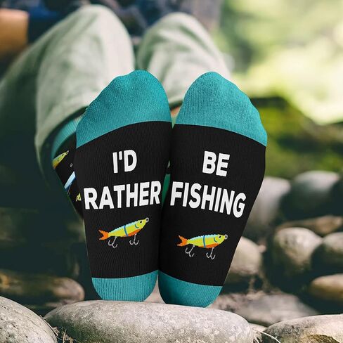 VICRAZY Fishing Gifts for Men - Fly Fishing Accessories Themed Funny Socks, Birthday Gifts for Men, Unique Gift for Dad, Cool gifts for Dads, Ideal for Any Occasion, Soft and Comfortable in Saudi Arabia
