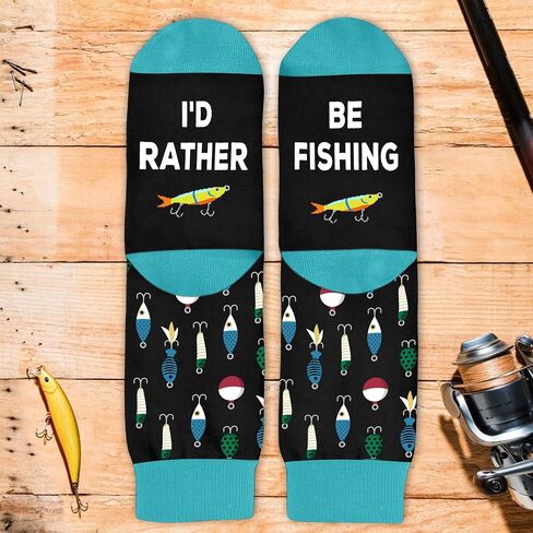 VICRAZY Fishing Gifts for Men - Fly Fishing Accessories Themed Funny Socks, Birthday Gifts for Men, Unique Gift for Dad, Cool gifts for Dads, Ideal for Any Occasion, Soft and Comfortable in Saudi Arabia