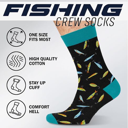 VICRAZY Fishing Gifts for Men - Fly Fishing Accessories Themed Funny Socks, Birthday Gifts for Men, Unique Gift for Dad, Cool gifts for Dads, Ideal for Any Occasion, Soft and Comfortable in Saudi Arabia