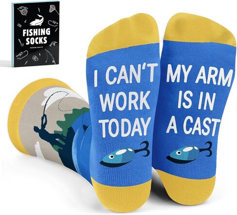 VICRAZY Fishing Gifts for Men - Fly Fishing Accessories Themed Funny Socks, Birthday Gifts for Men, Unique Gift for Dad, Cool gifts for Dads, Ideal for Any Occasion, Soft and Comfortable in Saudi Arabia