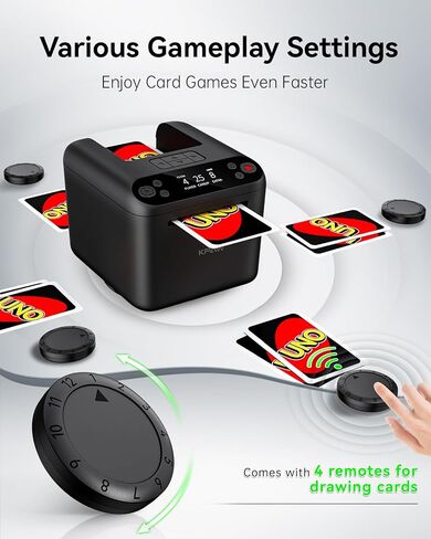 آلة تاجر البطاقات الأوتوماتيكية تدور 360 للعبور 2/1/3 الطوابق آلة التعامل مع البطاقات القابلة لإعادة الشحن USB ، من أجل لعبة بطاقة Texas Holdem Uno (Black ، 3 Deck) in Kuwait