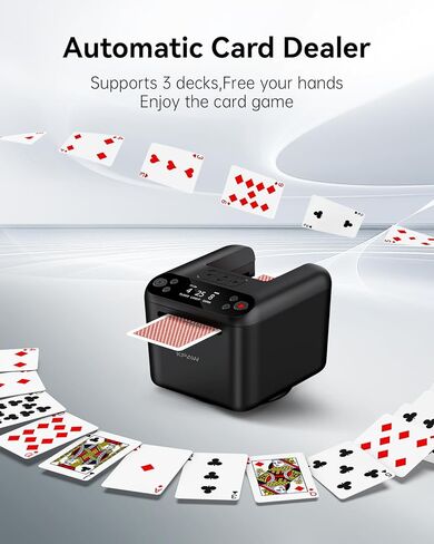 آلة تاجر البطاقات الأوتوماتيكية تدور 360 للعبور 2/1/3 الطوابق آلة التعامل مع البطاقات القابلة لإعادة الشحن USB ، من أجل لعبة بطاقة Texas Holdem Uno (Black ، 3 Deck) in Kuwait