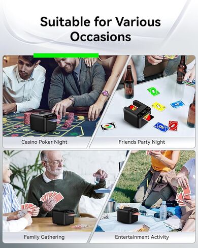 آلة تاجر البطاقات الأوتوماتيكية تدور 360 للعبور 2/1/3 الطوابق آلة التعامل مع البطاقات القابلة لإعادة الشحن USB ، من أجل لعبة بطاقة Texas Holdem Uno (Black ، 3 Deck) in Kuwait