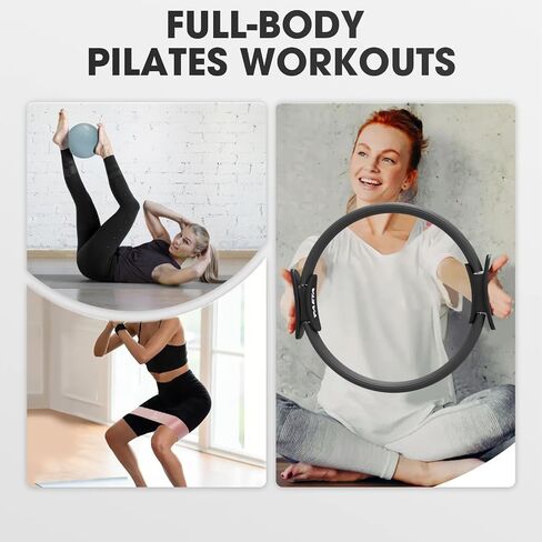 PAETA Pilates Ring Set – 14" Magic Circle (38 lbs Resistance), 9.8" Pilates Ball, 5 Resistance Bands, and Exercise Guide Included for Home Workouts in Kuwait