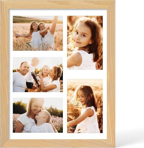 إطار خشب البلوط الصلب - إطارات صور خشبية 8x10 مع زجاج مقسّر حقيقي ، 2 فتحة 4x6 مع حصيرة أو 8x10 بدون حصيرة لصورة فنية ديكور الجدار (الجوز الملون) in Kuwait