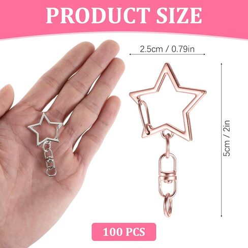 100 Pcs Star Shaped Spring Snap Keychain Clip, Metal Swivel Clasp Snap Hook Key Ring with Chain Hanging Buckle & Open Jump Ring Star Keychain Clasp for Keychains Accessories DIY Craft Making in Saudi Arabia