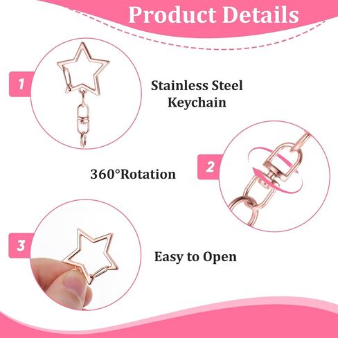 100 Pcs Star Shaped Spring Snap Keychain Clip, Metal Swivel Clasp Snap Hook Key Ring with Chain Hanging Buckle & Open Jump Ring Star Keychain Clasp for Keychains Accessories DIY Craft Making in Saudi Arabia