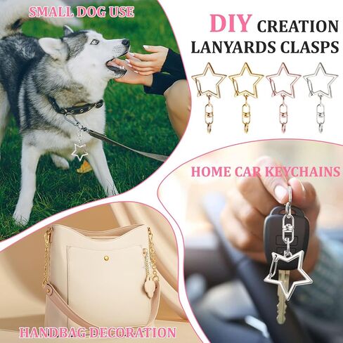 100 Pcs Star Shaped Spring Snap Keychain Clip, Metal Swivel Clasp Snap Hook Key Ring with Chain Hanging Buckle & Open Jump Ring Star Keychain Clasp for Keychains Accessories DIY Craft Making in Saudi Arabia