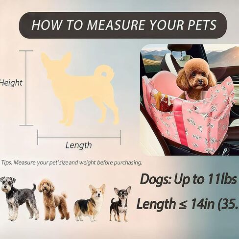 Console Dog Car Seat for Small Dogs Up to 11 Lbs, Pink Daisy in Saudi Arabia