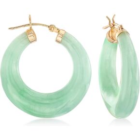 Ross-Simons Round Gemstone Hoop Earrings in 14kt Gold 1 1/8 inches in Saudi Arabia