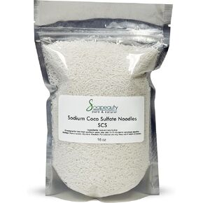 SOAPEAUTY COCONUT OIL SCS NOODLES SURFAANTANT لمنتجات العناية بالبشرة - معكرونة كبريتات الكوكو الصوديوم لمجموعة مكيف الشامبو ، وصنع الصابون ، وغسول الجسم - 16 أوقية in Kuwait