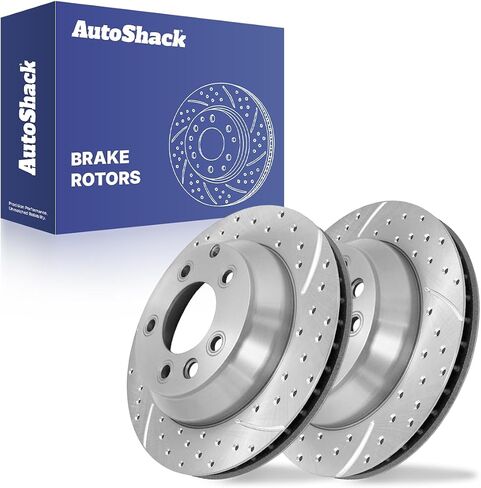 Autoshack الخلفي الخلفي حفر دوارات الفرامل الفضية زوج الفضة من 2 السائق والاستبدال من جانب الركاب لعام 2003-2006 2008-2018 بورشه كايين 2007-2015 Audi Q7 2004-2017 VW Touareg 3.6L AWD PR44289DSPRSPR in Saudi Arabia